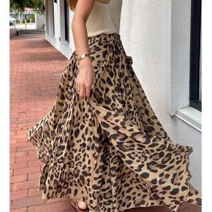 Scandal Italy  Leopard Print Maxi Skirt